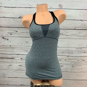 Zella Gray Racerback Tank Top With Built In Bra
